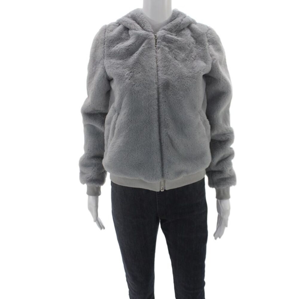 Superdown Womens Bomber Jacket Gray Polyester Zip Closure Size XS